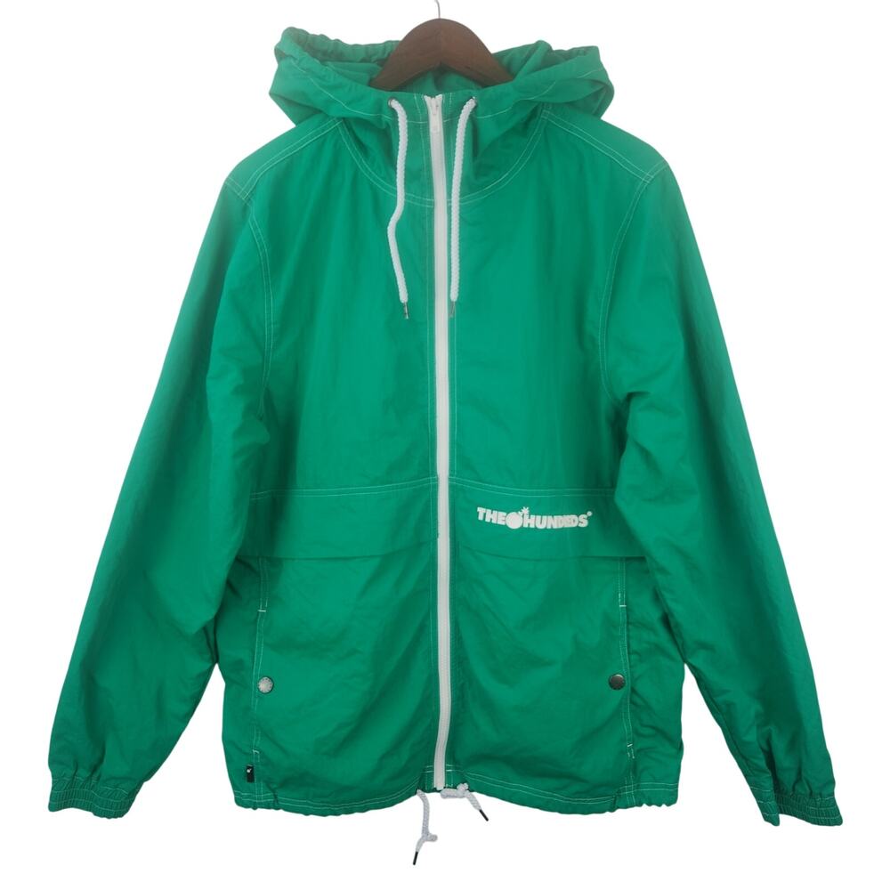 The Hundreds Kelly Green Hooded Windbreaker Men’s SZ LG Lined/ Pockets/ Hooded
